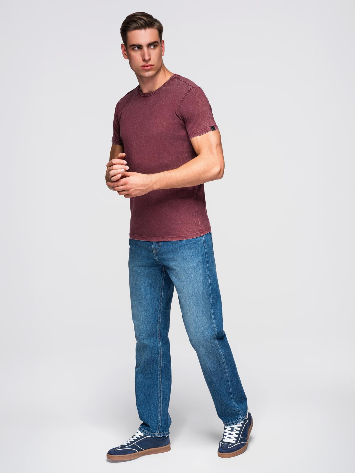 Ombre Men's T-shirt with wash effect - burgundy