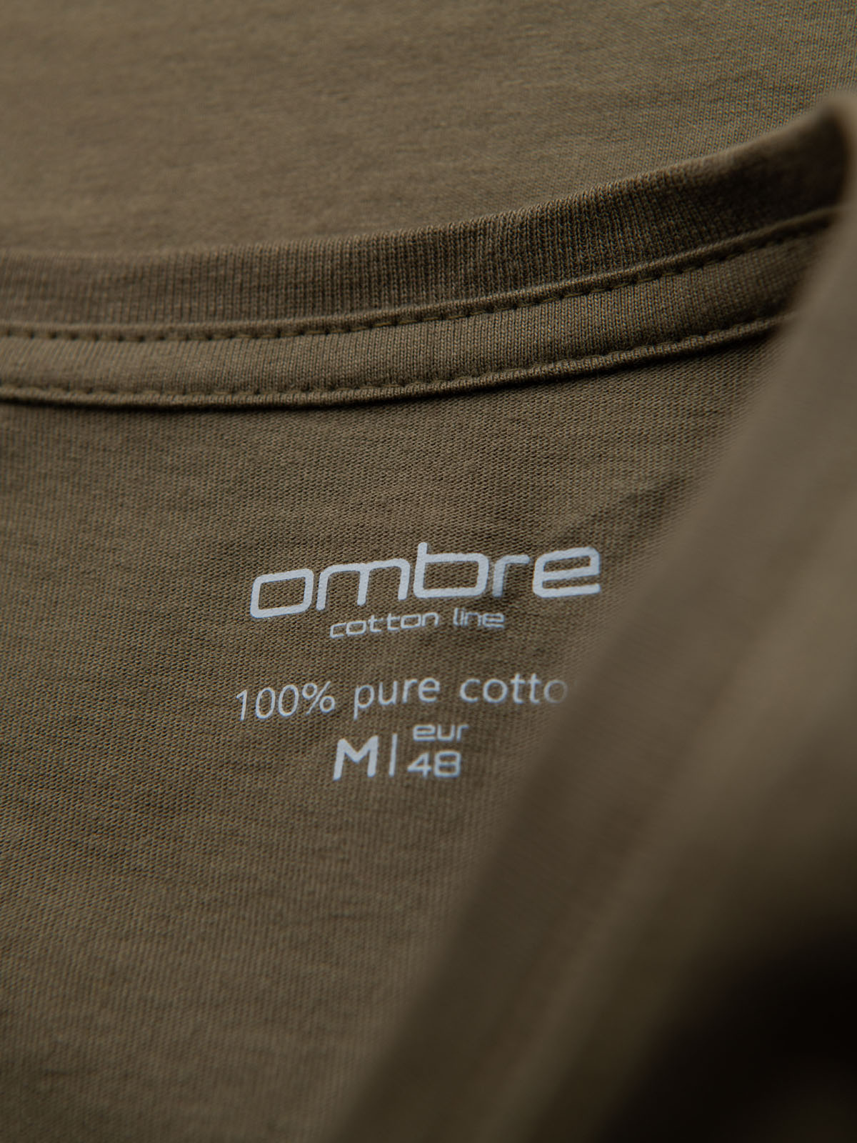 Ombre Men's BASIC classic cotton T-shirt with a serape neckline - dark olive