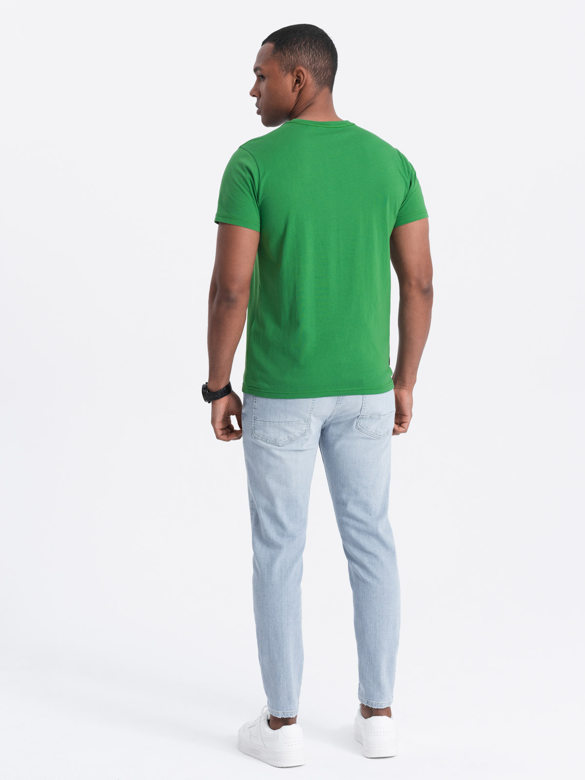 Ombre BASIC men's classic cotton T-shirt - green