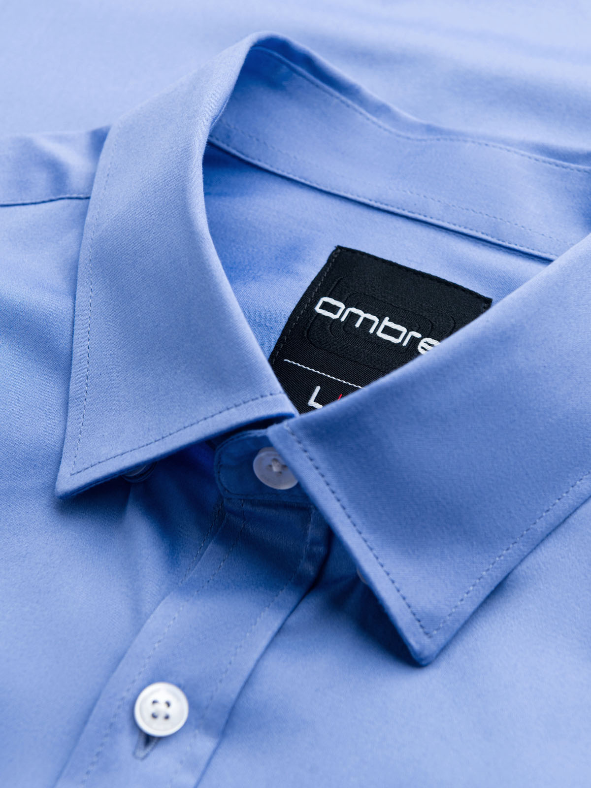 Ombre Classic men&#039;s SLIM FIT satin fabric shirt - blue