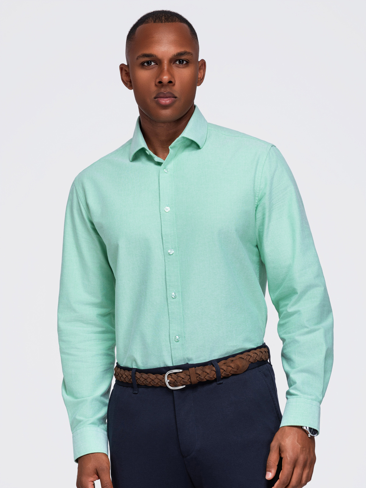 Ombre Men's pastel cotton oxford shirt - mint