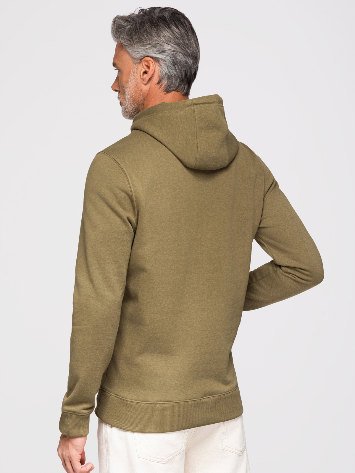 Ombre BASIC men's cotton kangaroo hooded sweatshirt - olive