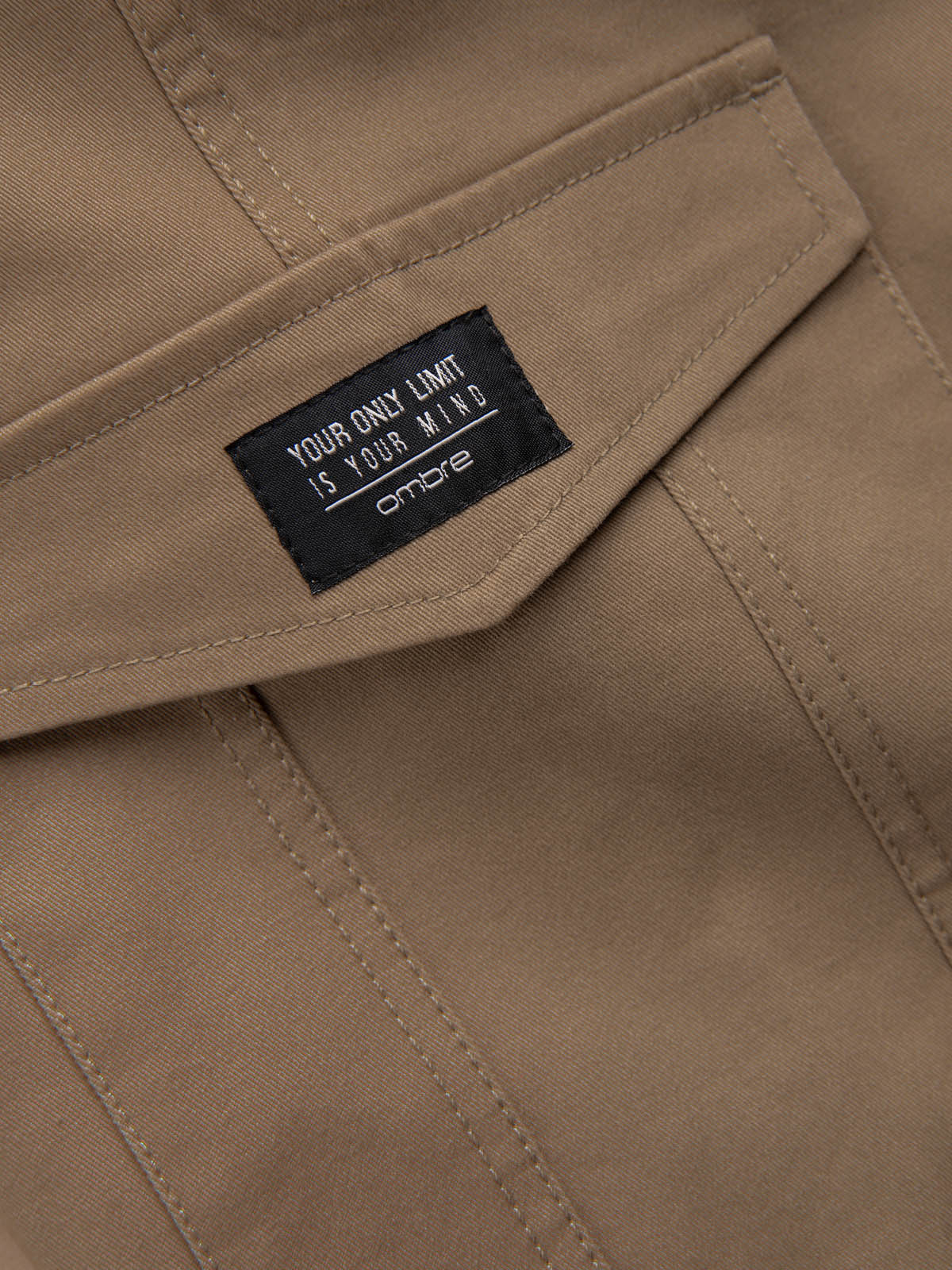 Ombre Men's pants with cargo pockets and leg hem - light brown