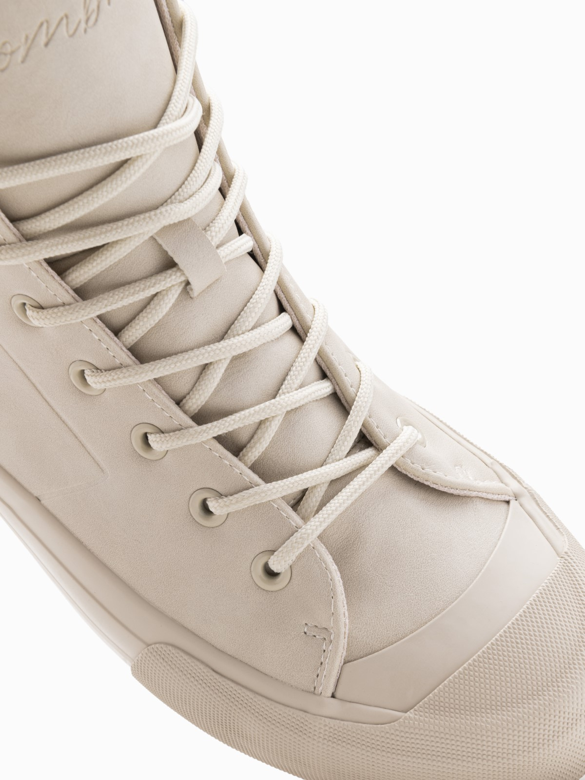 Ombre Men&#039;s high-top sneakers shoes with rubber toe - cream