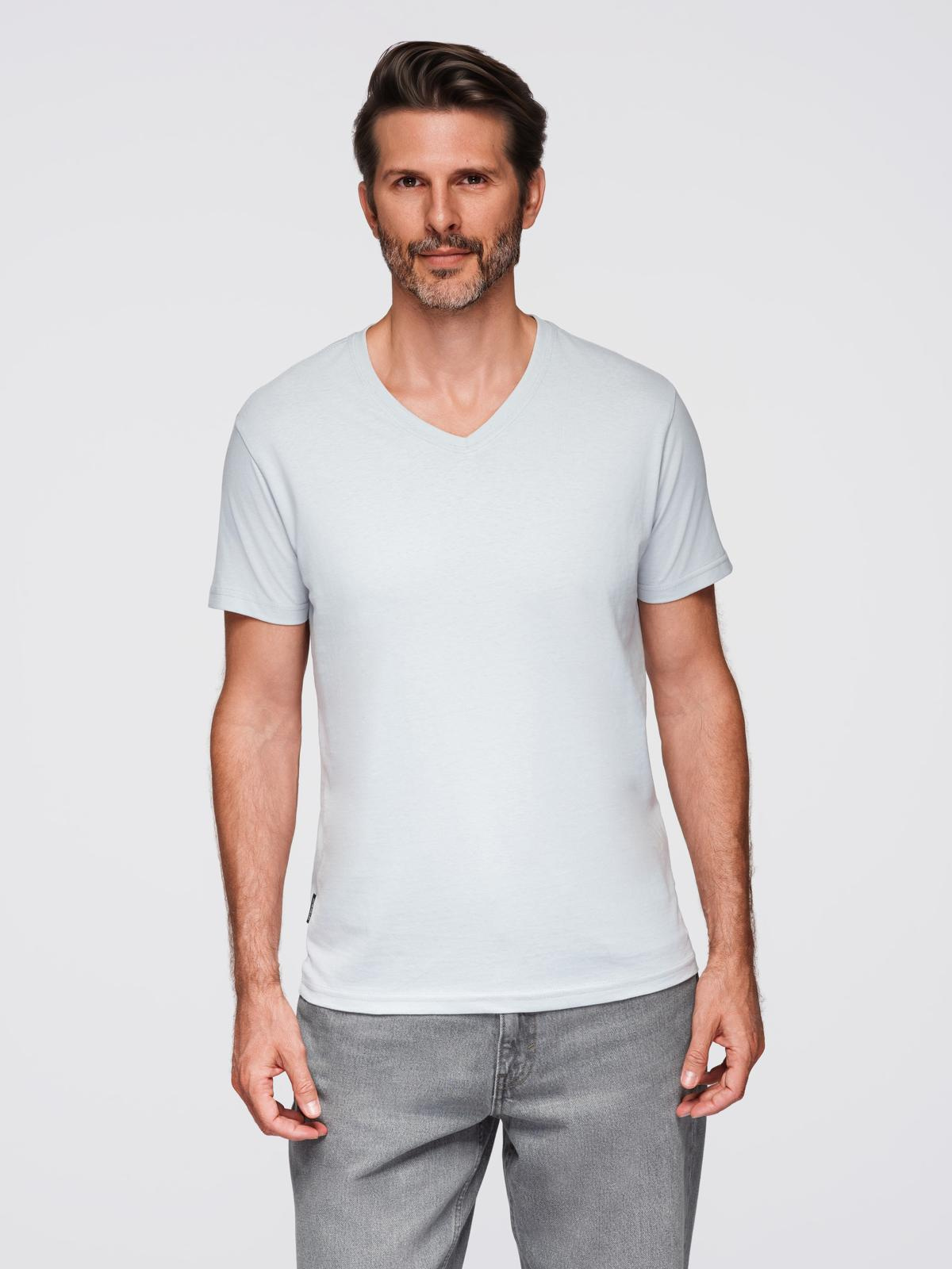 Ombre BASIC men's classic cotton tee-shirt with a crew neckline - light grey