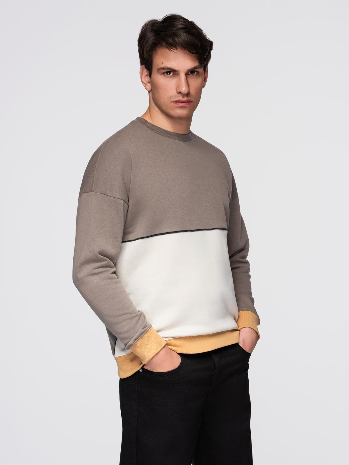 Ombre Men's OVERSIZE sweatshirt with contrasting color combination - khaki