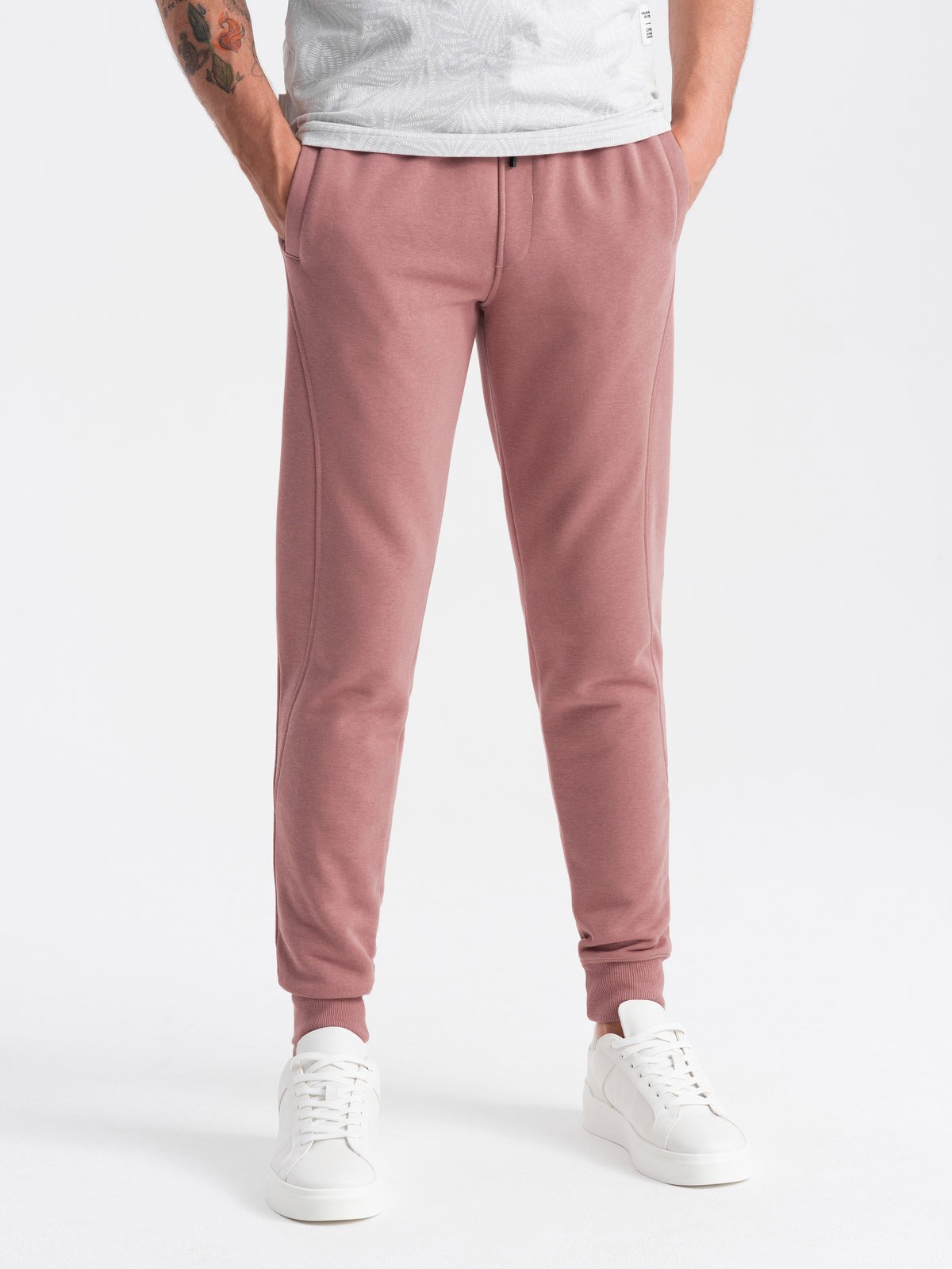 Ombre Men's BASIC cotton jogger sweatpants - dark pink