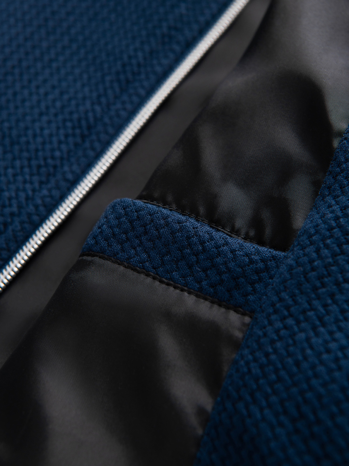 Ombre Structured men&#039;s biker jacket with stand-up collar - dark blue