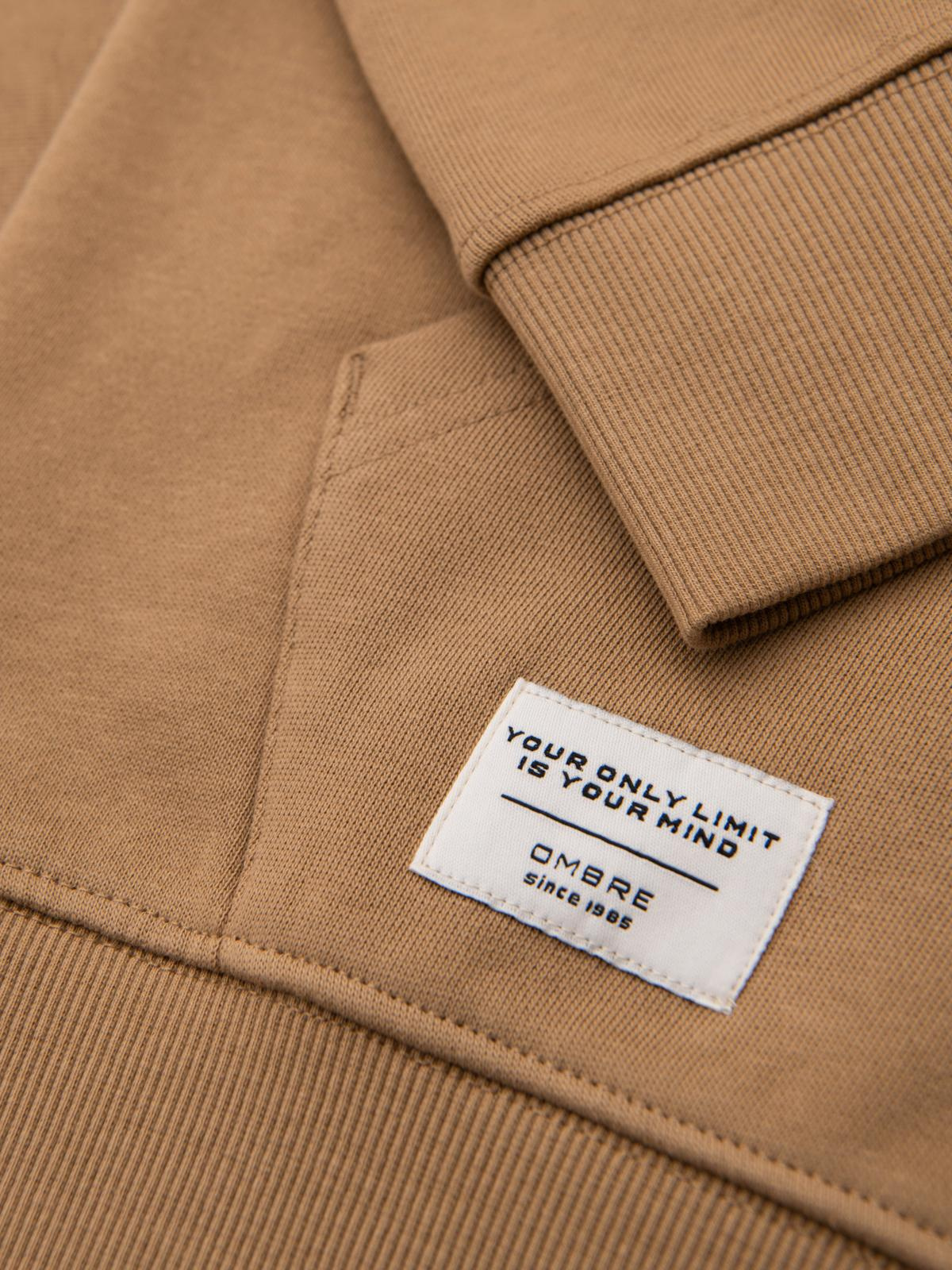 Ombre BASIC men&#039;s unbuttoned hooded sweatshirt - brown