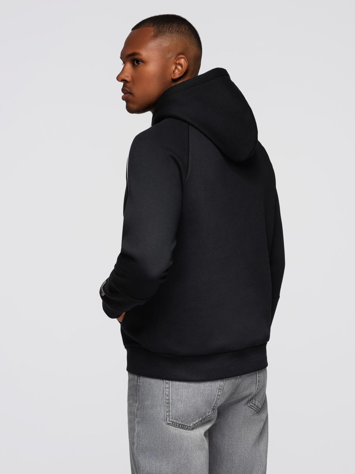 Ombre Men's sweatshirt with contrast stitching and hood - black
