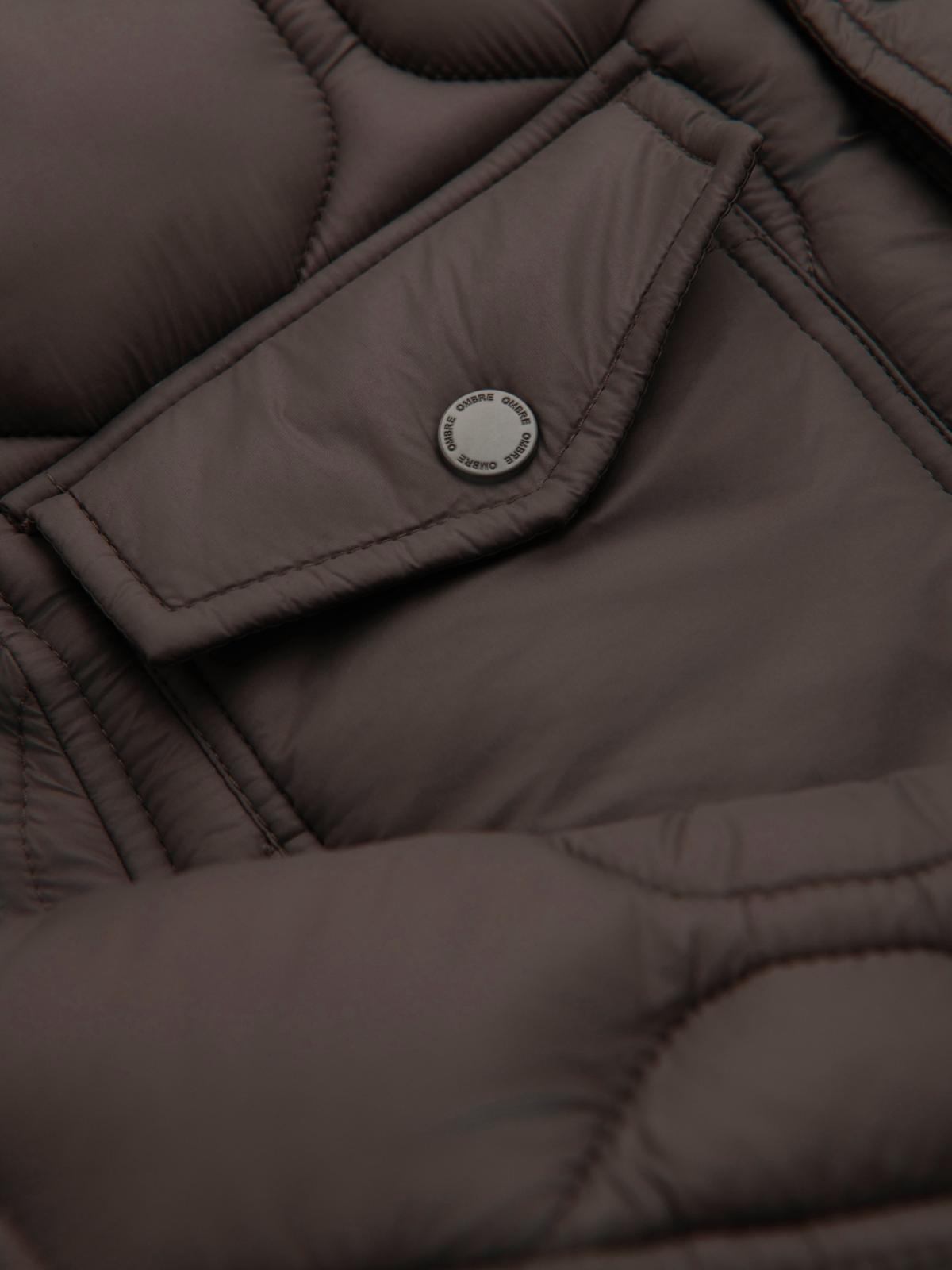 Ombre Men&#039;s quilted jacket in shirt cut - khaki