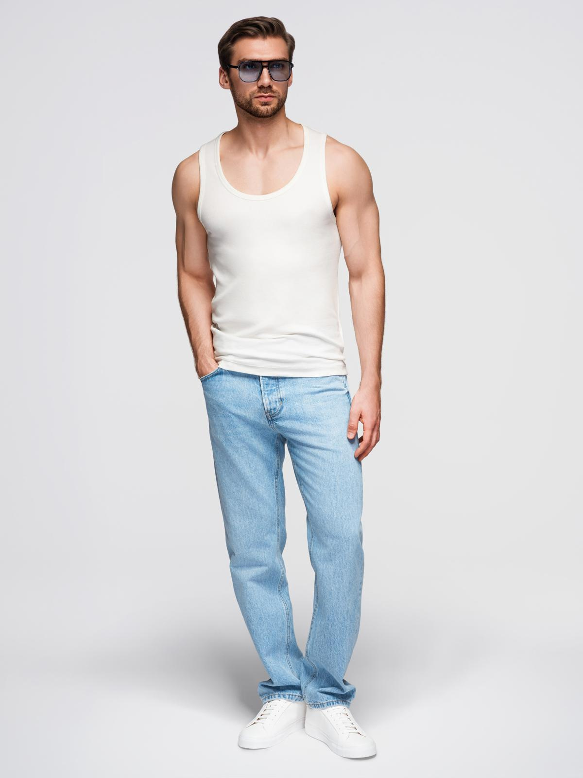 Ombre Men's cotton basic t-shirt with straps - white