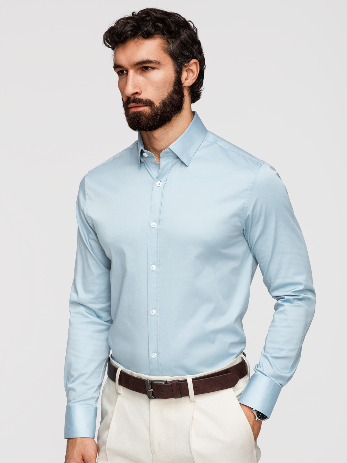Levně Pánská slim fit košile s hedvábným vzhledem
