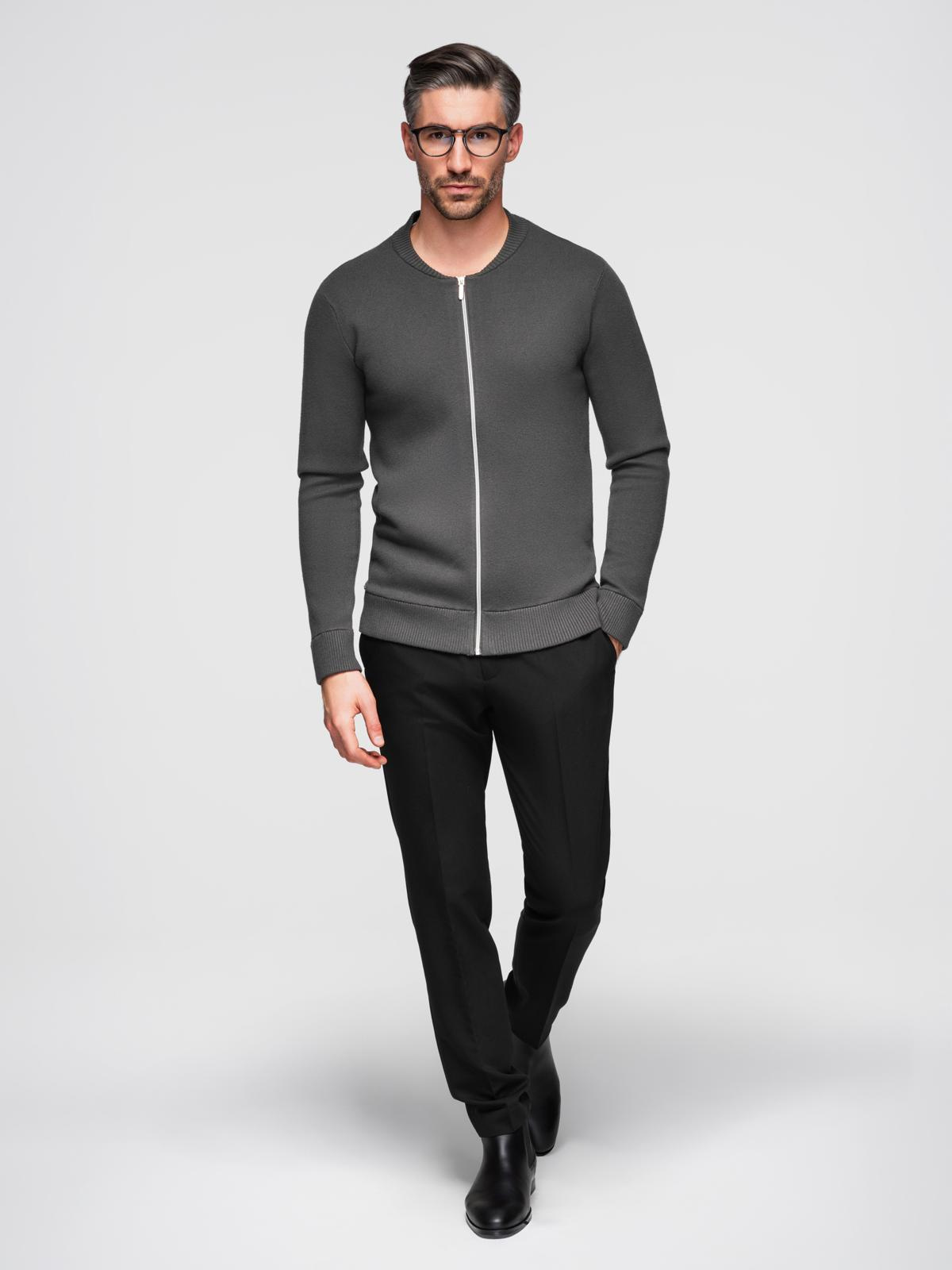 Ombre Men&#039;s plain zip sweater - graphite