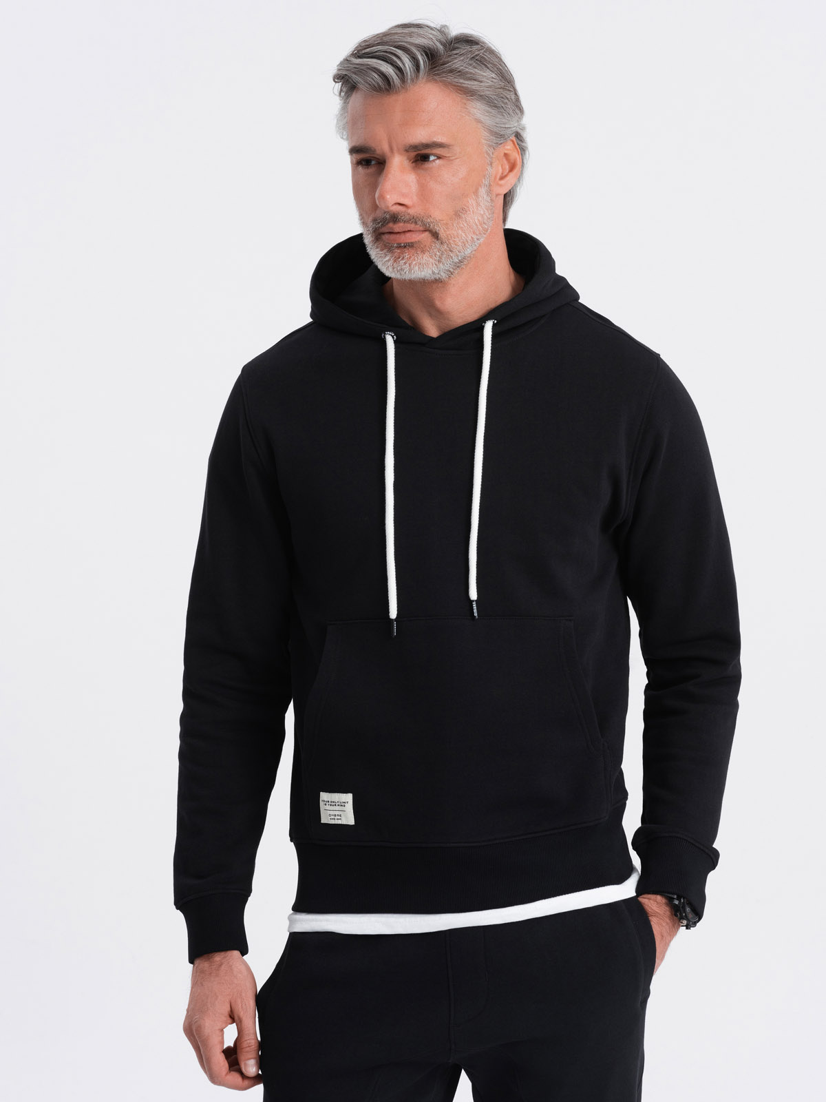 Ombre Men&#039;s kangaroo sweatshirt with hood - black