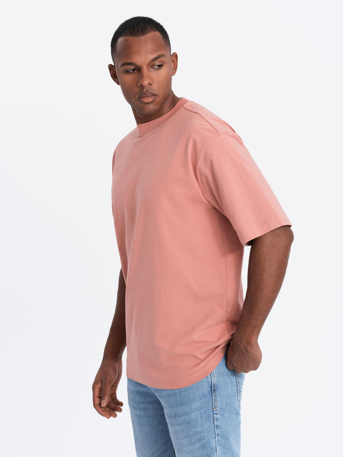 Ombre Men's cotton LOOSE FIT t-shirt with round neckline - pink