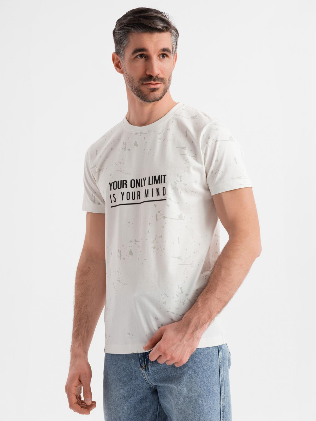 Ombre Men's printed t-shirt with round neckline - white
