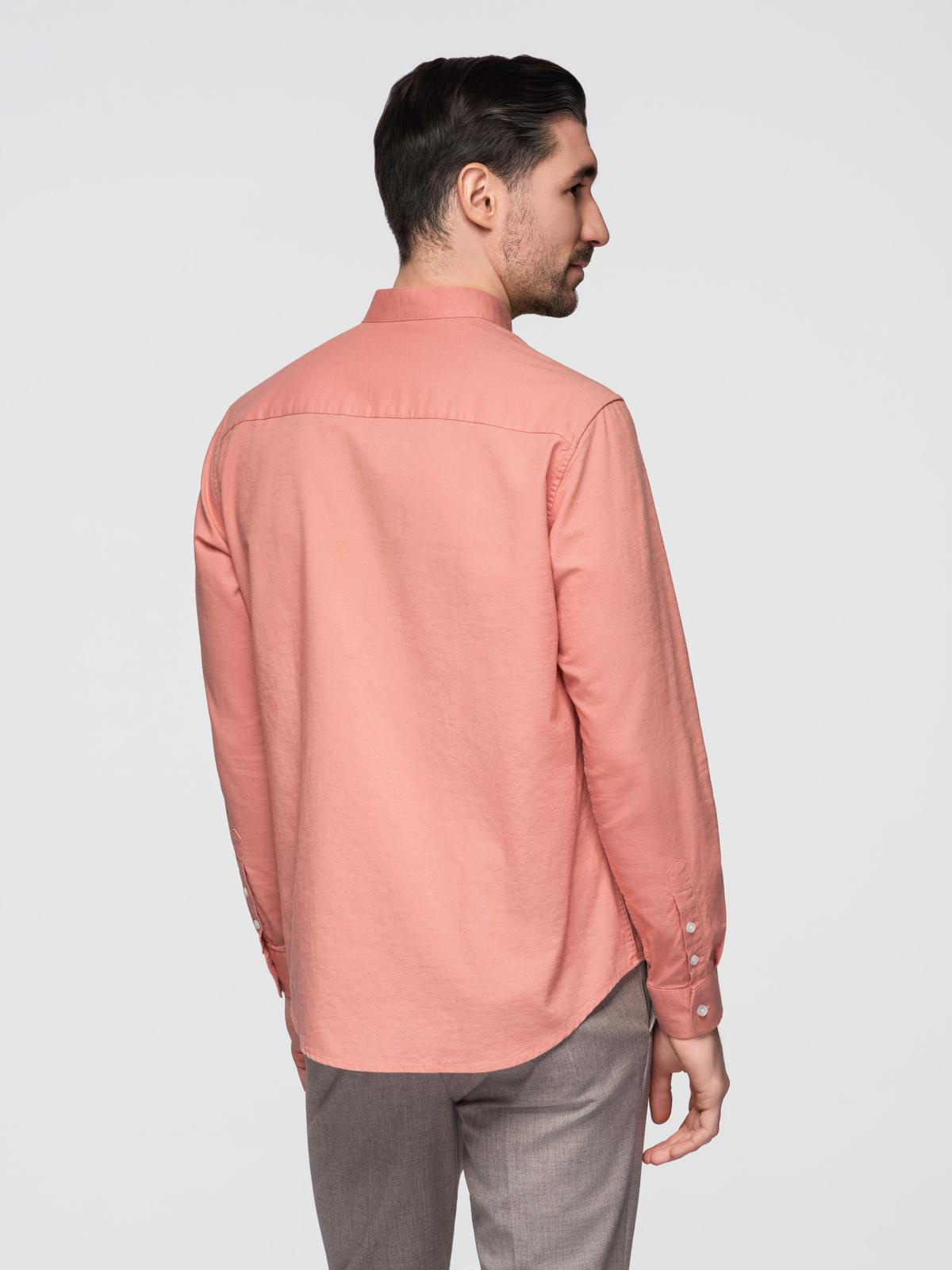 Ombre Men's linen shirt with collar and pocket REGULAR FIT - peach