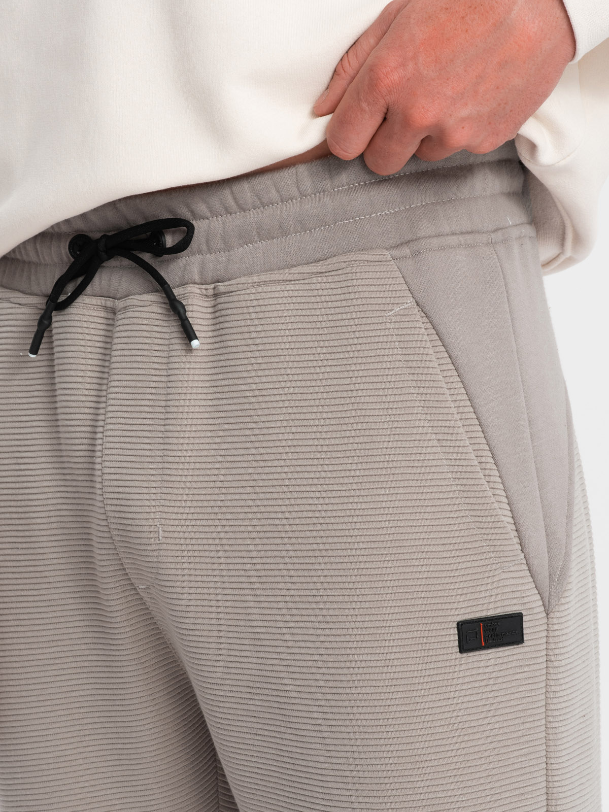 Ombre Men&#039;s sweatpants with ottoman fabric inserts - ash