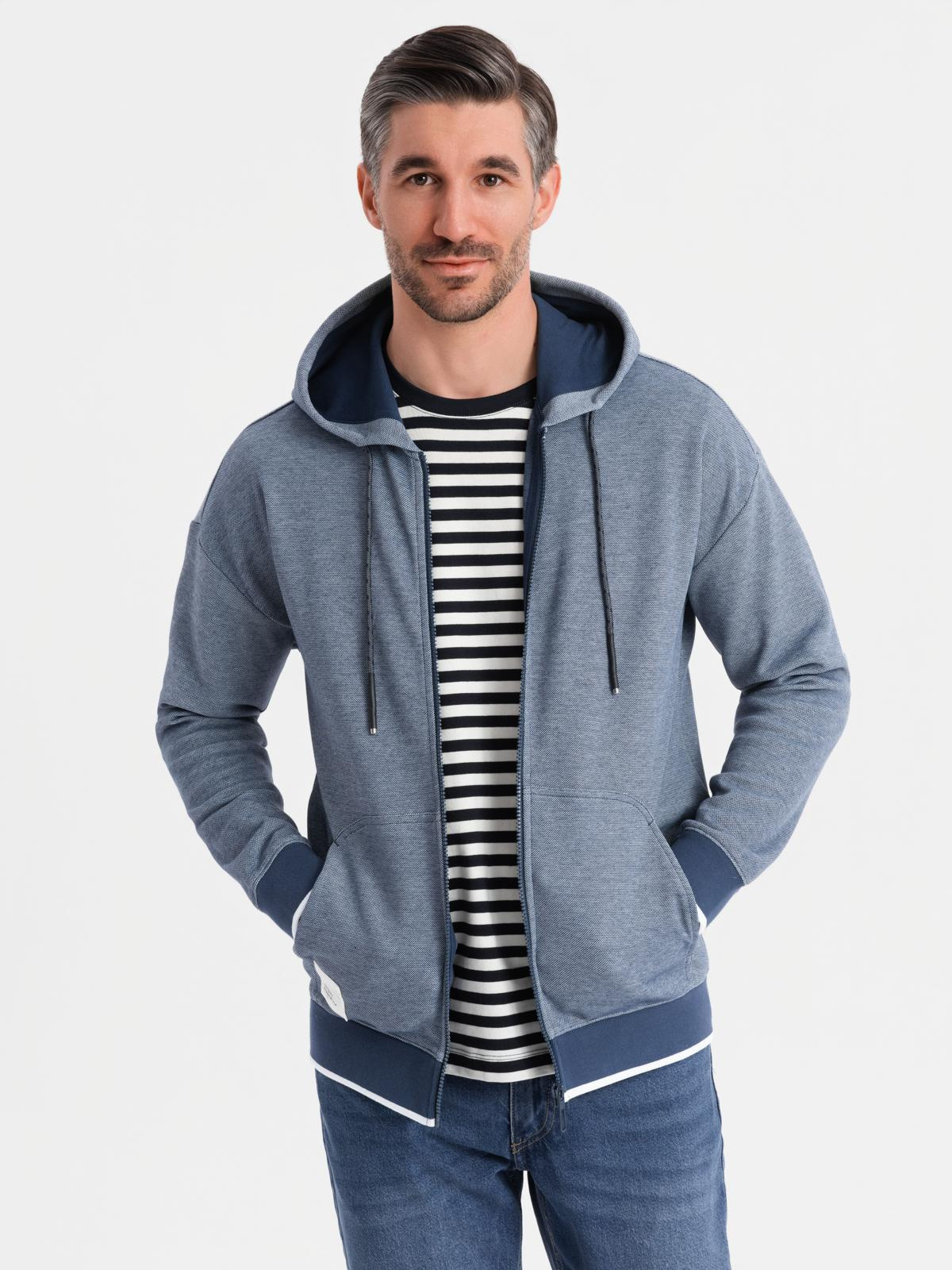 Ombre Men&#039;s soft-textured hooded sweatshirt - navy blue