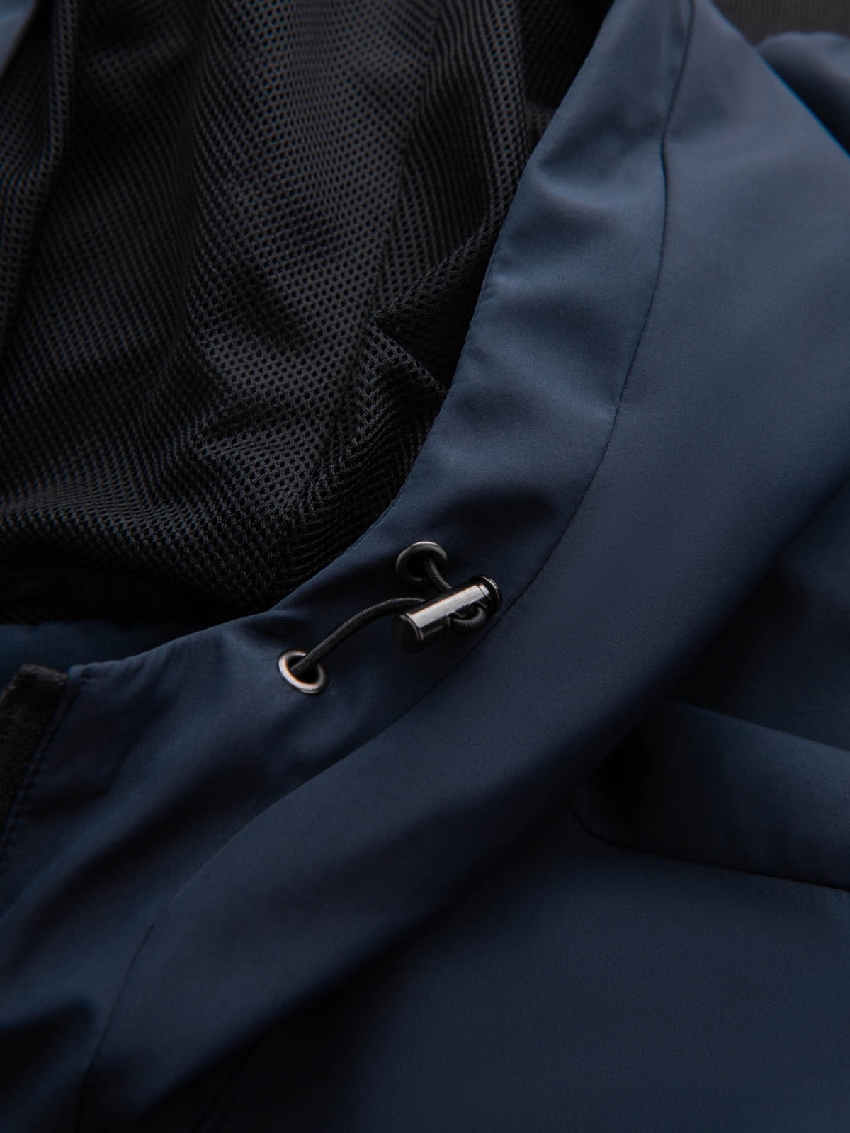 Ombre Men&#039;s lightweight jacket with hood and mesh lining - navy blue