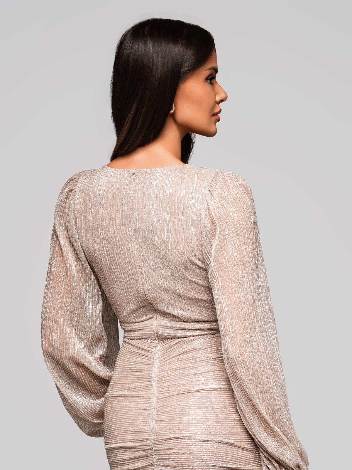 Edoti Women's mini dress with long sleeves and v-neck RUBI DL