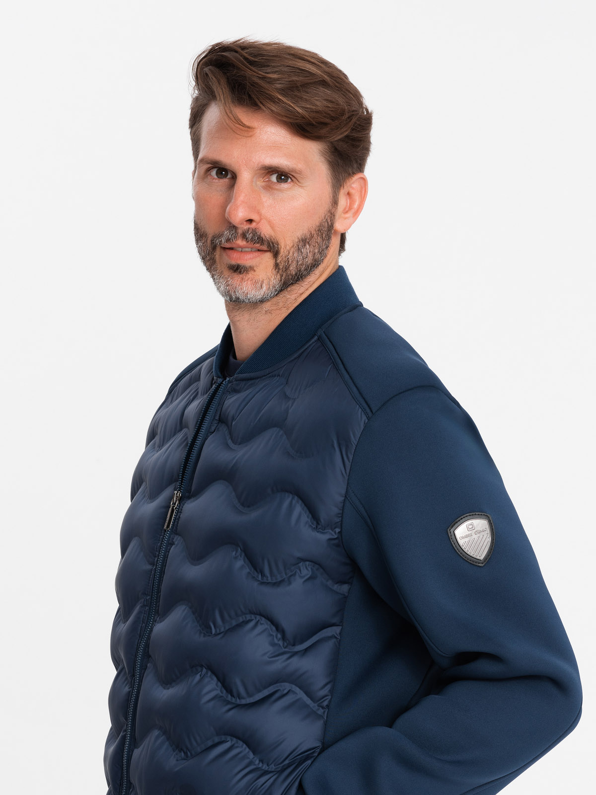 Ombre Men&#039;s quilted bomber jacket - navy blue
