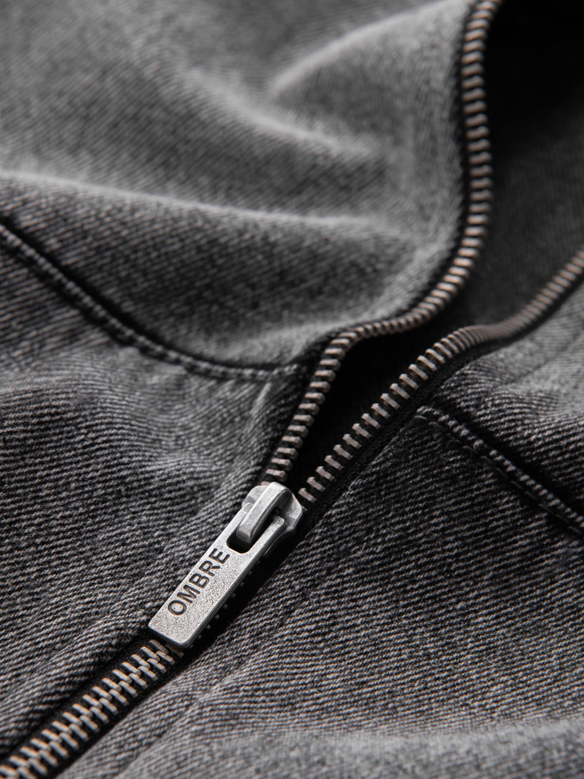 Ombre Men's denim bomber jacket with stone wash effect - grey