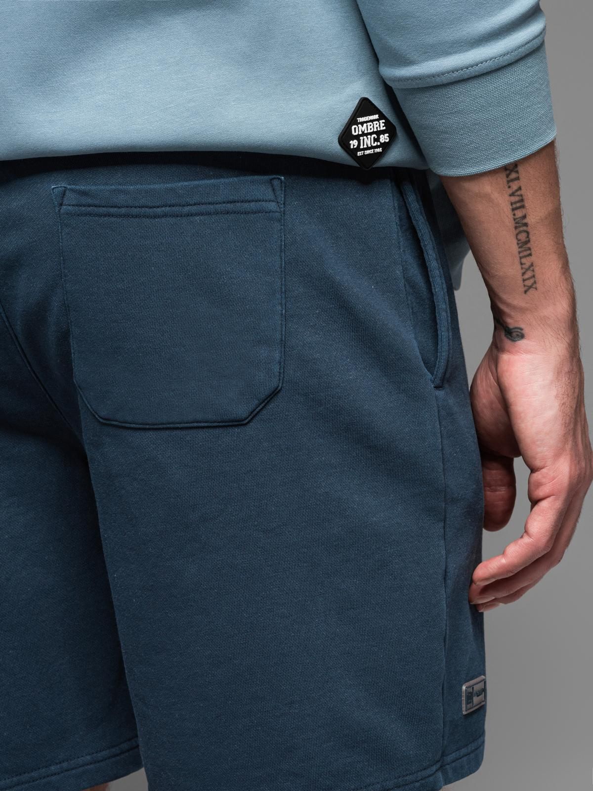 Ombre Men&#039;s RELAXED FIT short sweat shorts in athleisure style - navy blue