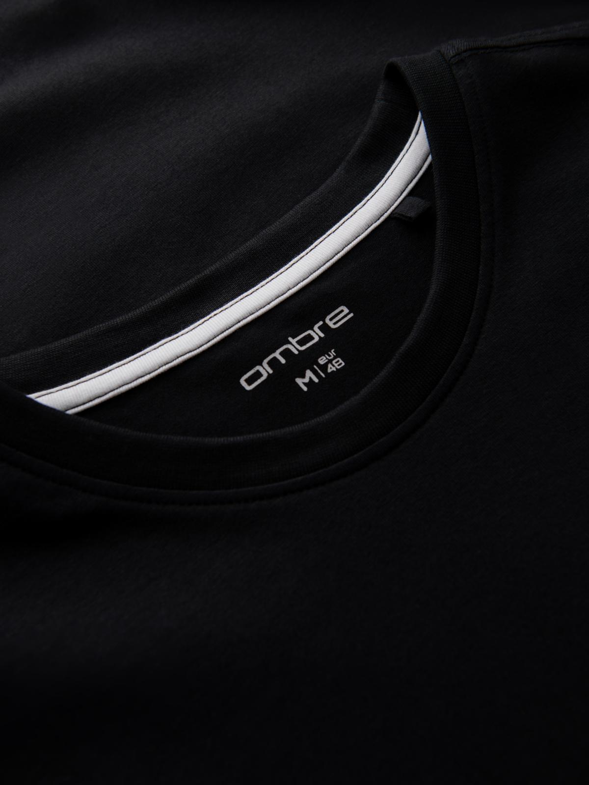 Ombre Men's SLIM FIT T-shirt with round neckline and logo - black