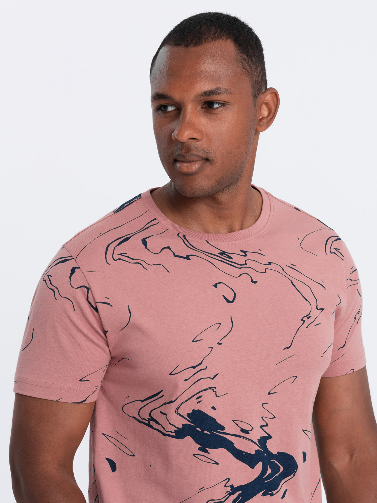 Ombre Men's cotton T-shirt with esy-flores - pink