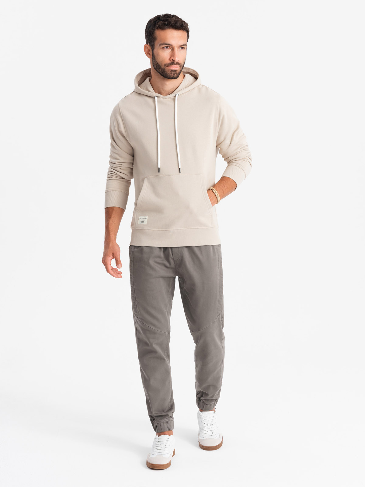 Ombre Men's knitted joggers with pleats - graphite