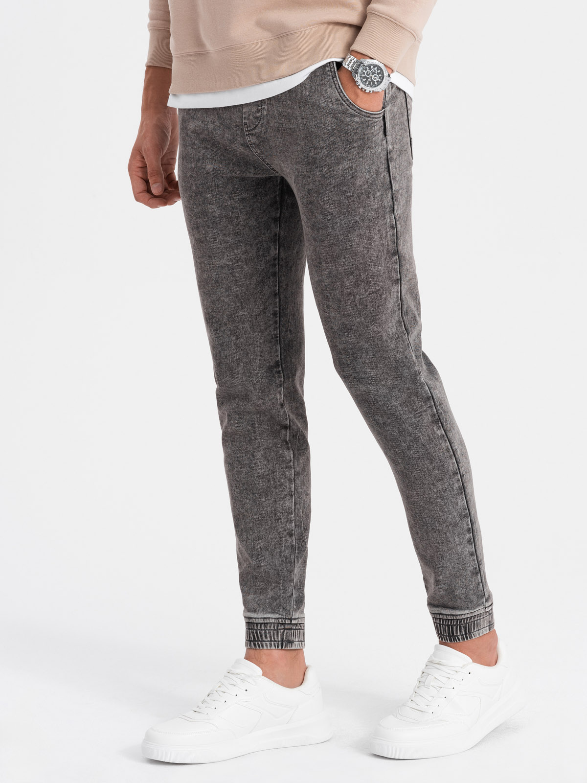 Ombre Men's marbled denim JOGGERS pants - gray