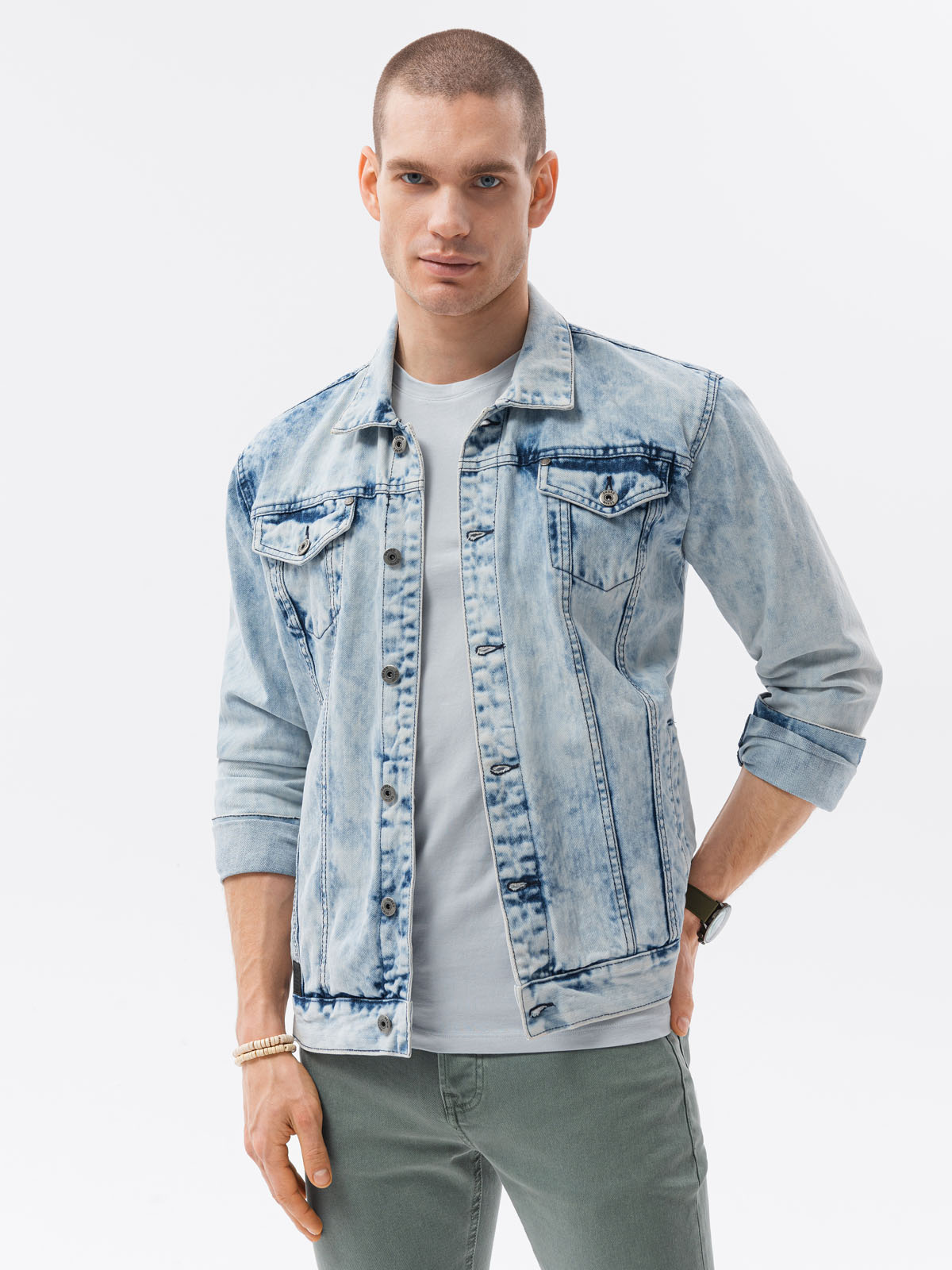 Ombre Men's Denim Katana Jacket - Light Denim