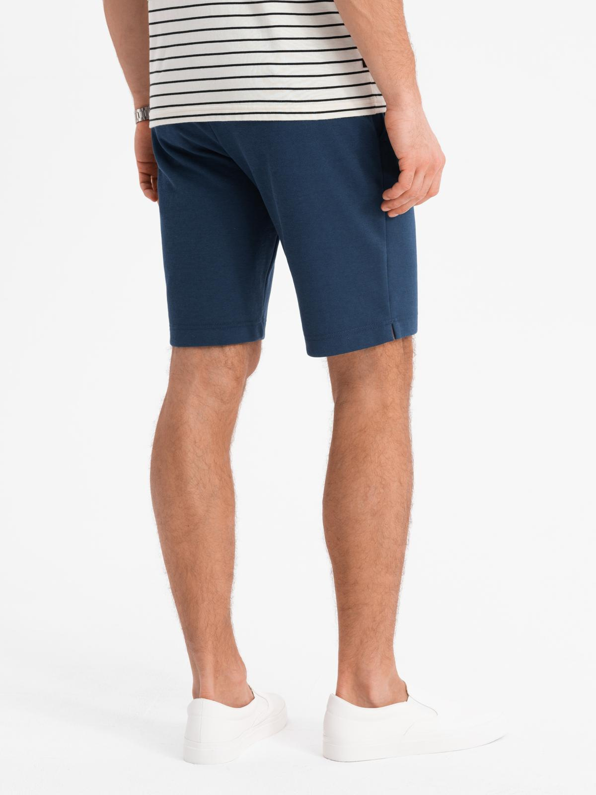 Ombre Men&#039;s SLIM FIT shorts in structured knit fabric - navy blue