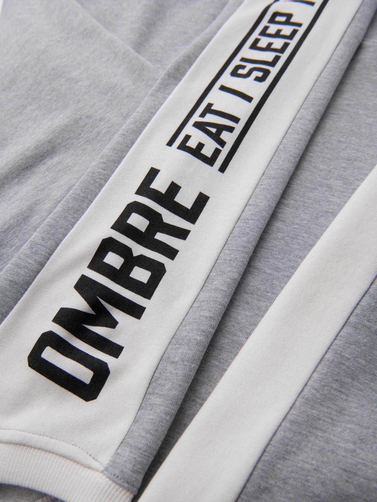 Ombre Men's sweatshirt with contrasting stripes and raglan sleeves - grey melange