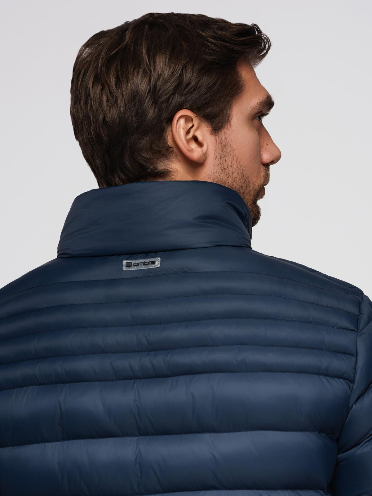 Ombre Men&#039;s quilted jacket with two fasteners - navy blue