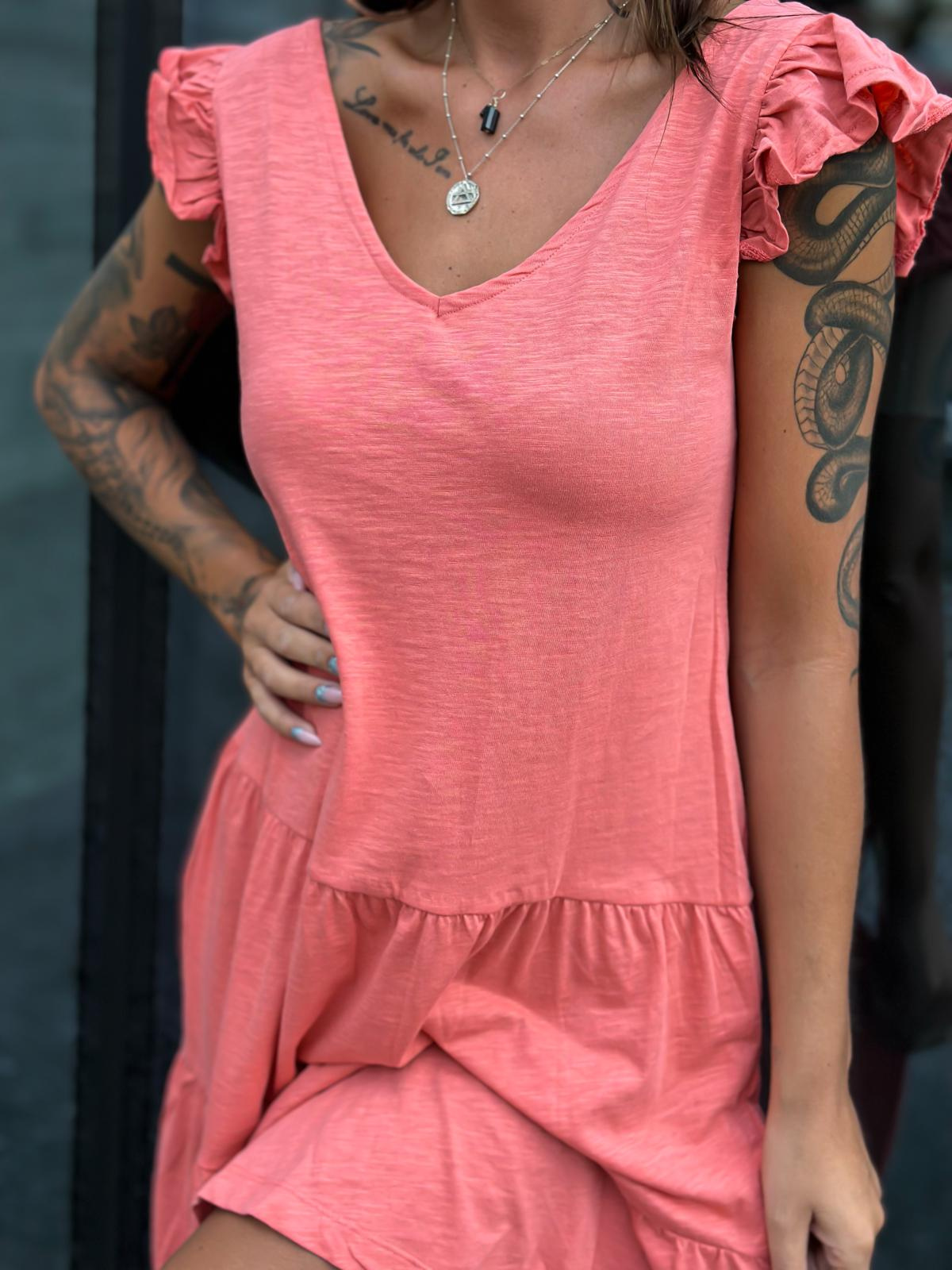 Edoti Dress with frills on shoulders