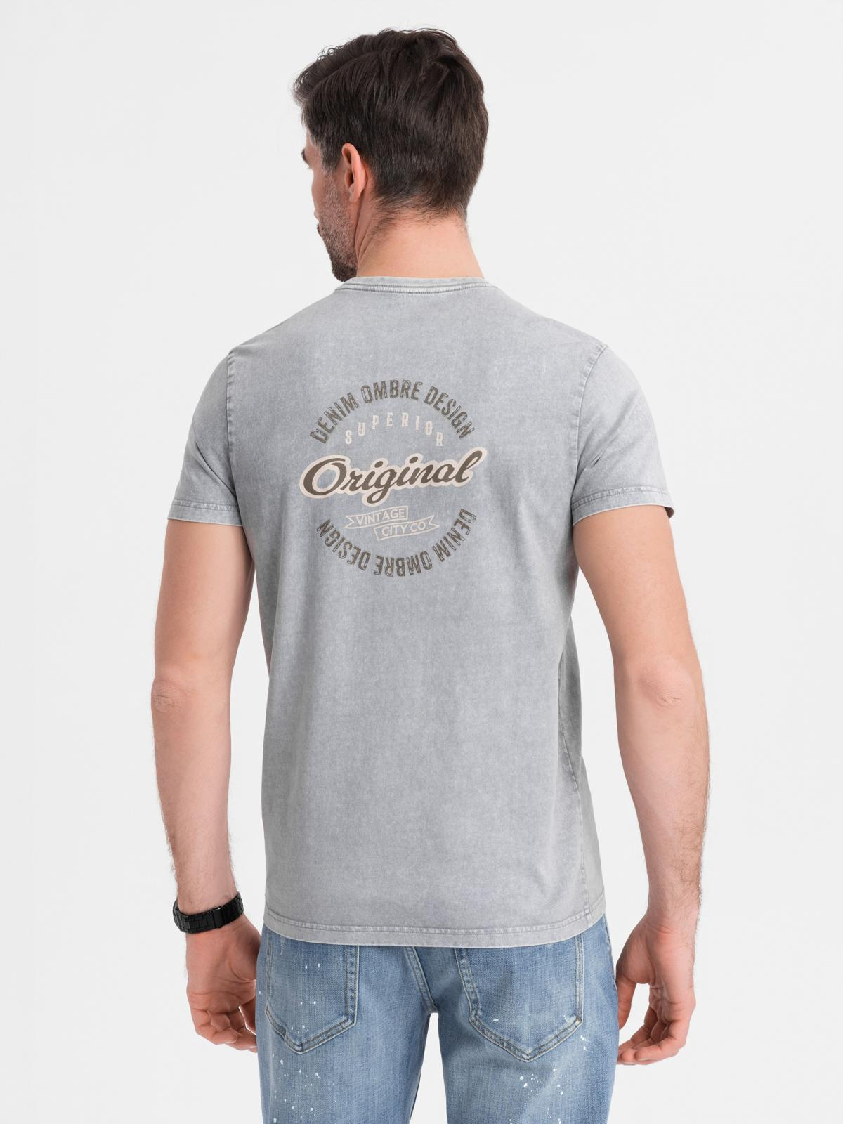 Ombre Cotton t-shirt printed on chest and back - gray