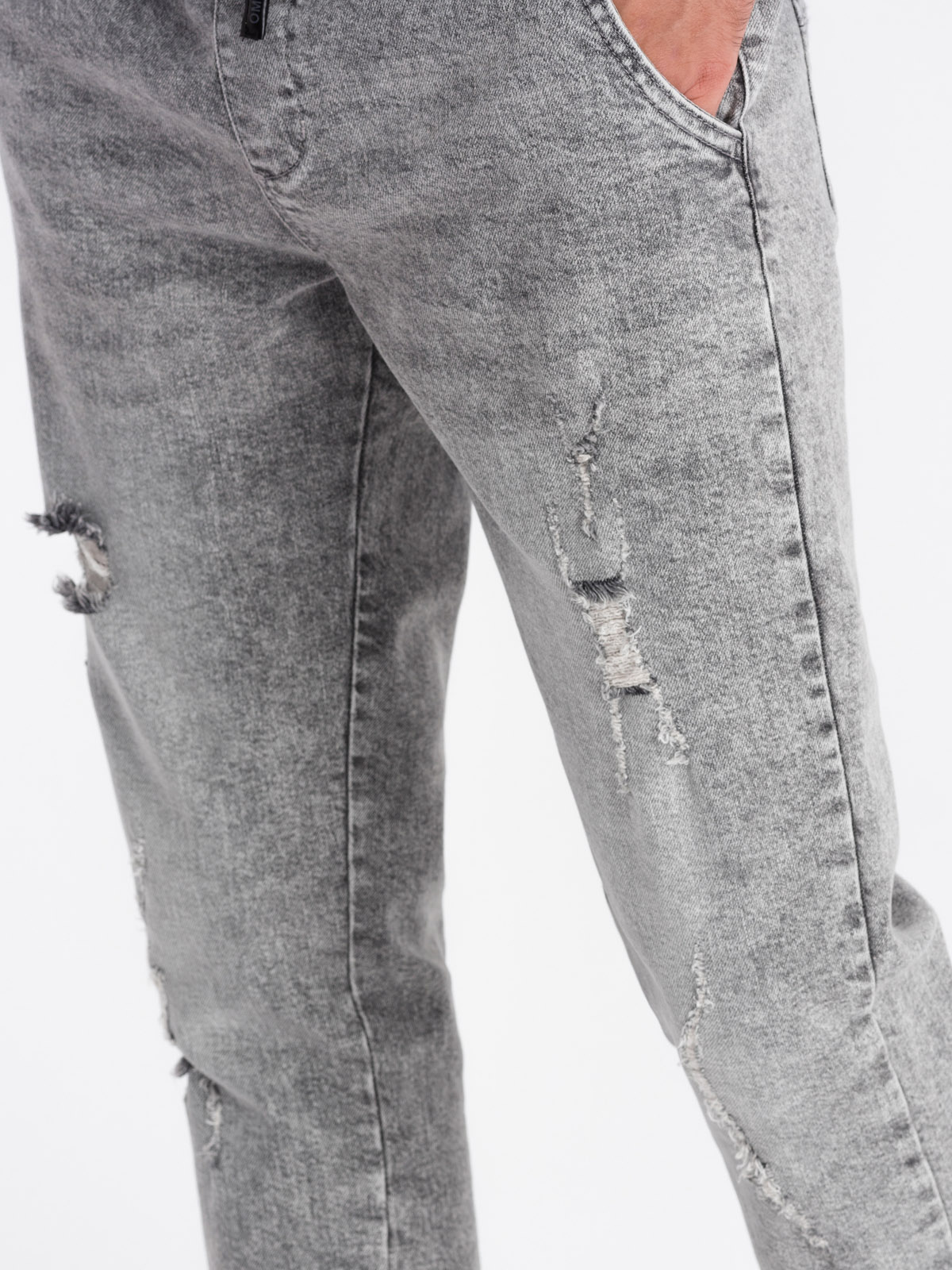 Ombre Men&#039;s JOGGERS denim pants with rubbing - light grey