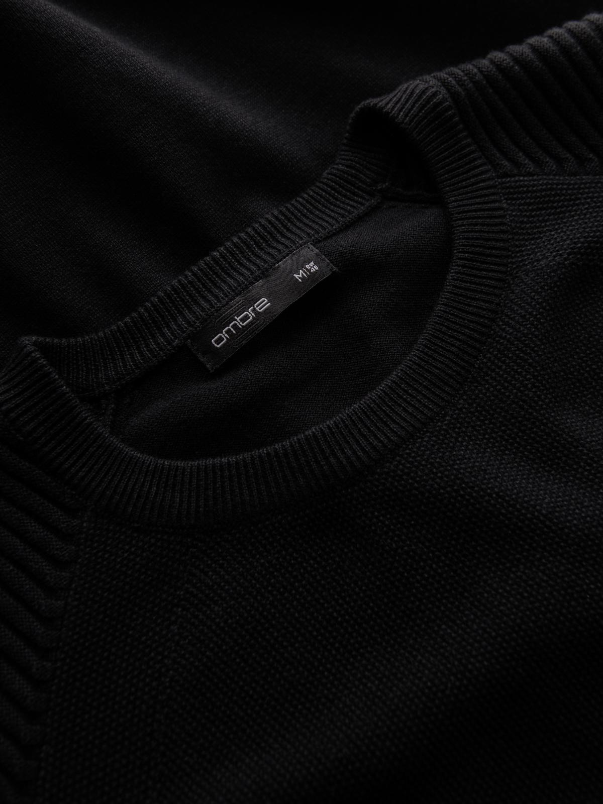 Ombre Men's raglan sweater with ribbed sleeves - black