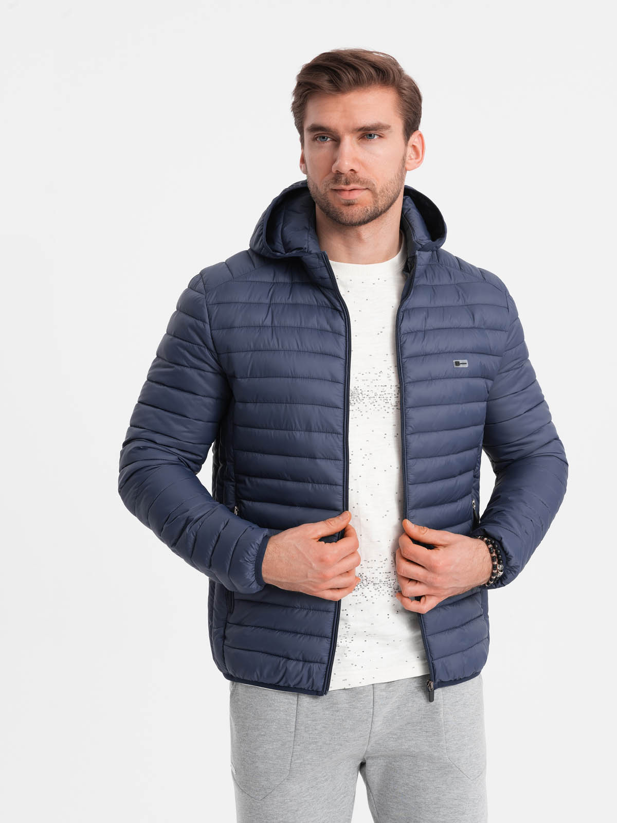 Ombre Men's quilted bagged jacket - navy blue