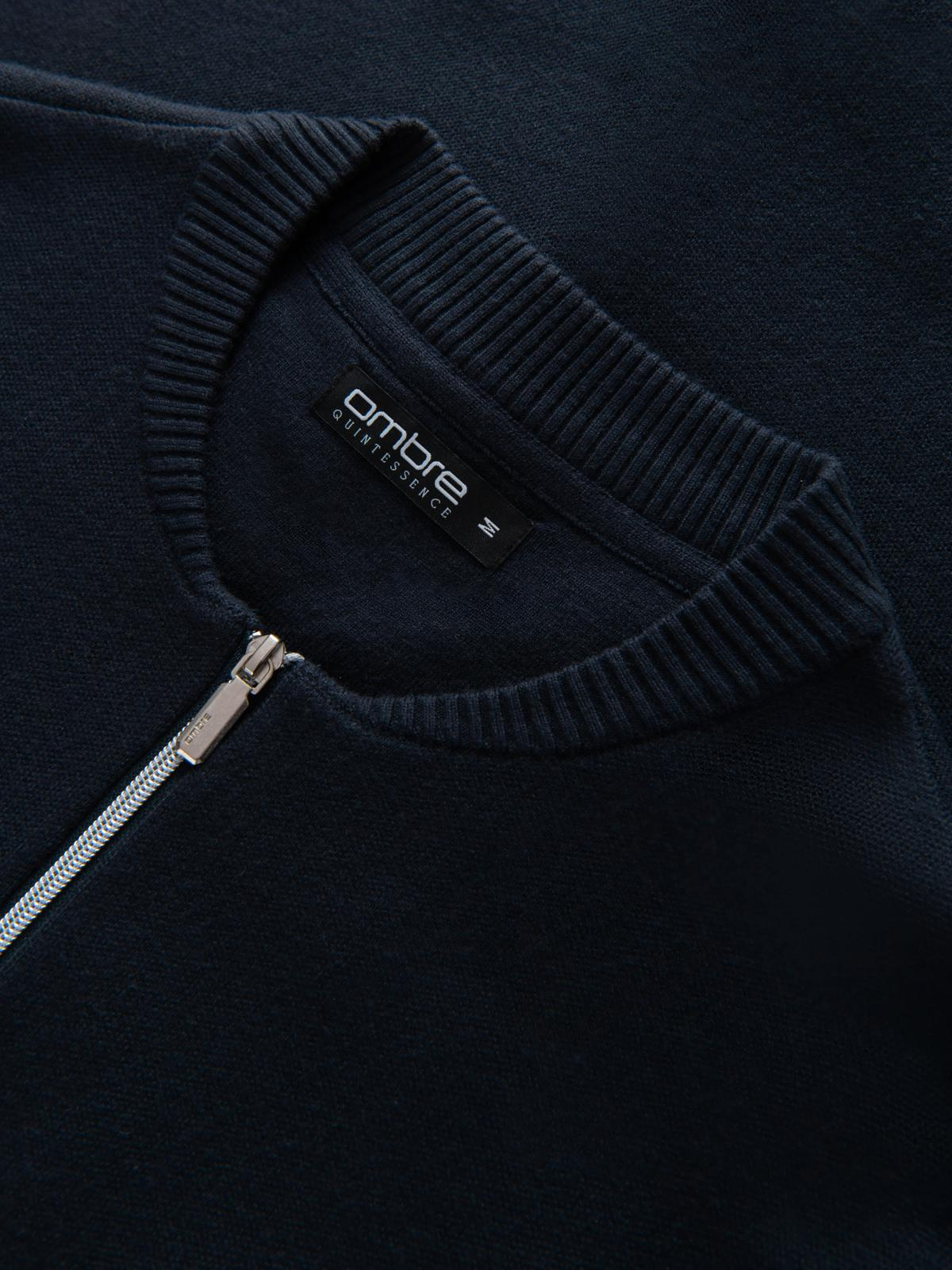 Ombre Men&#039;s smooth zip sweater - navy blue