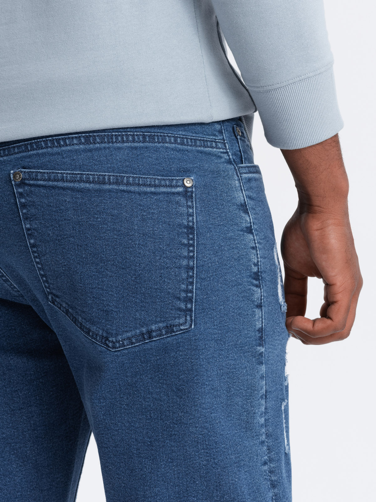 Ombre Washable men&#039;s TAPER FIT denim pants with rubbing - blue