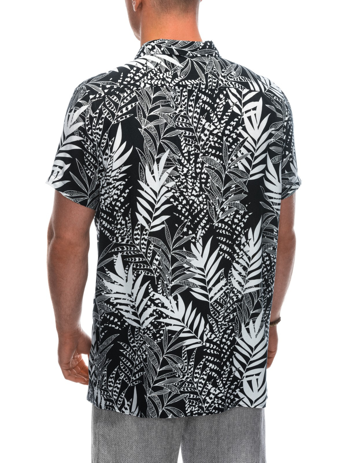 Ombre Men&#039;s viscose patterned short sleeve shirt OM-SHPS-0113