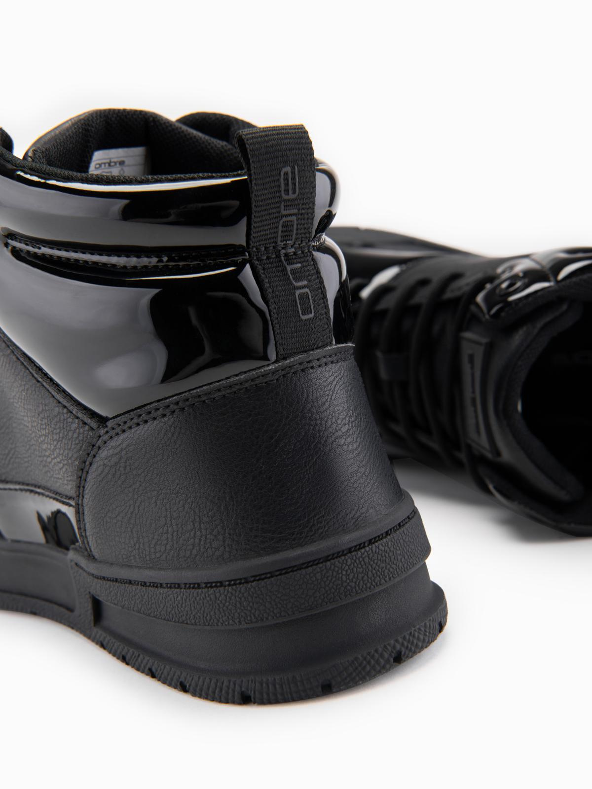 Ombre Men's high boots sneakers with shiny elements - black