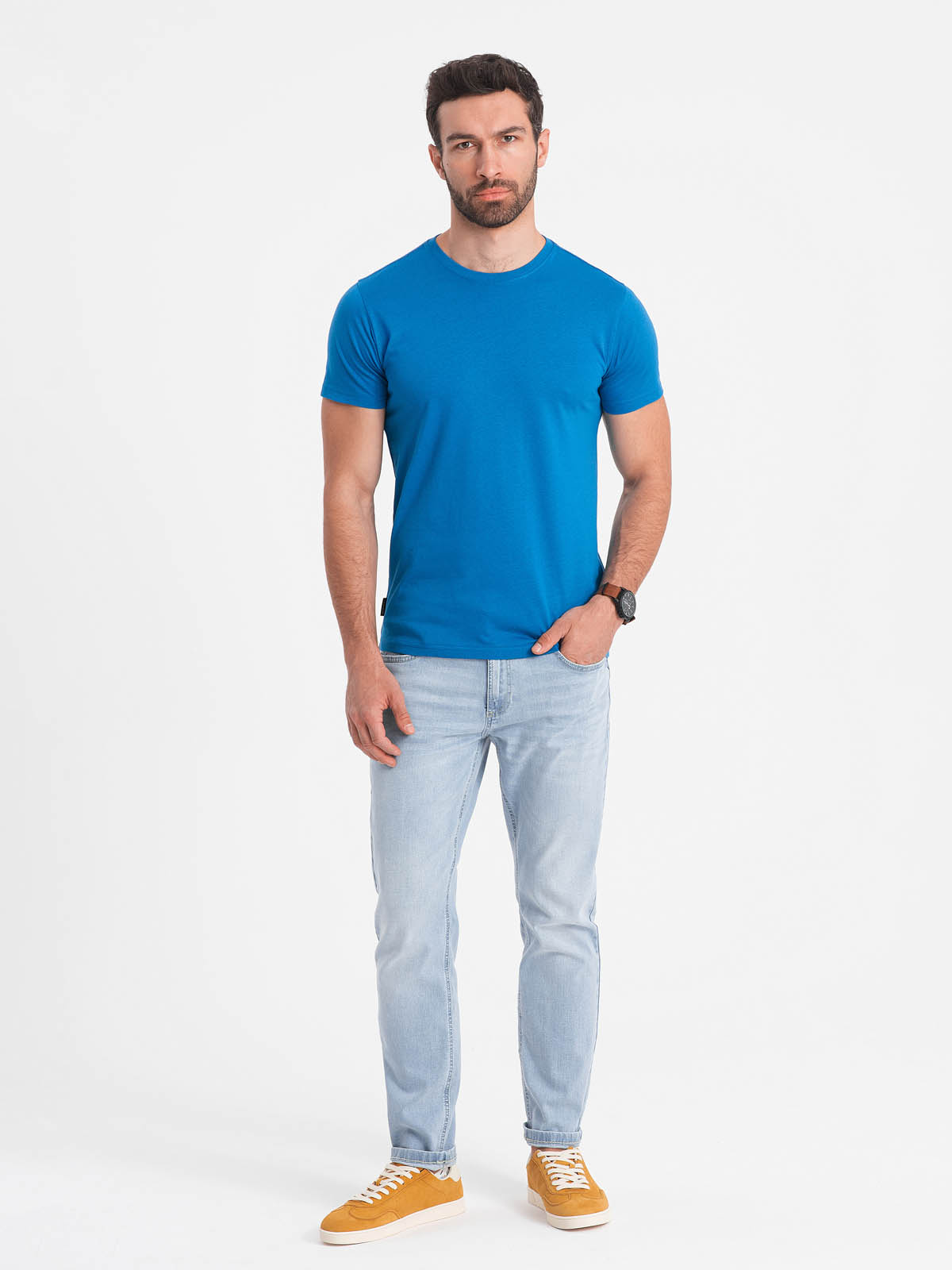 Ombre Men's classic cotton BASIC T-shirt - blue