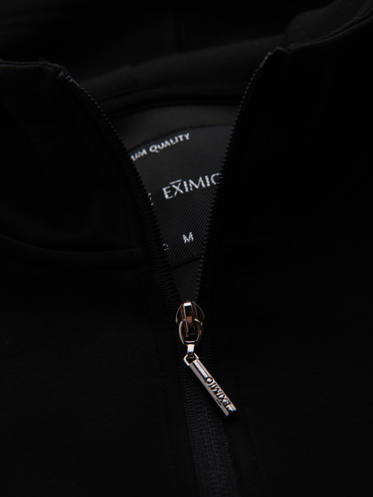 Ombre Unbuttoned men's sweatshirt with stand-up collar and hood - black