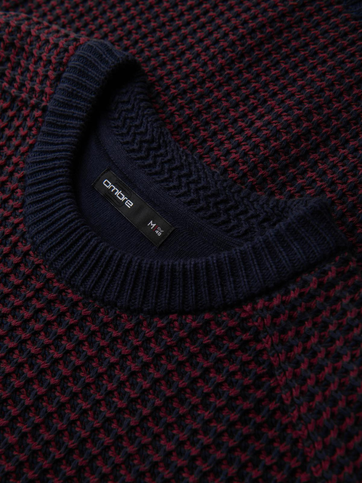 Ombre Men&#039;s contrast weave sweater with round neckline - maroon