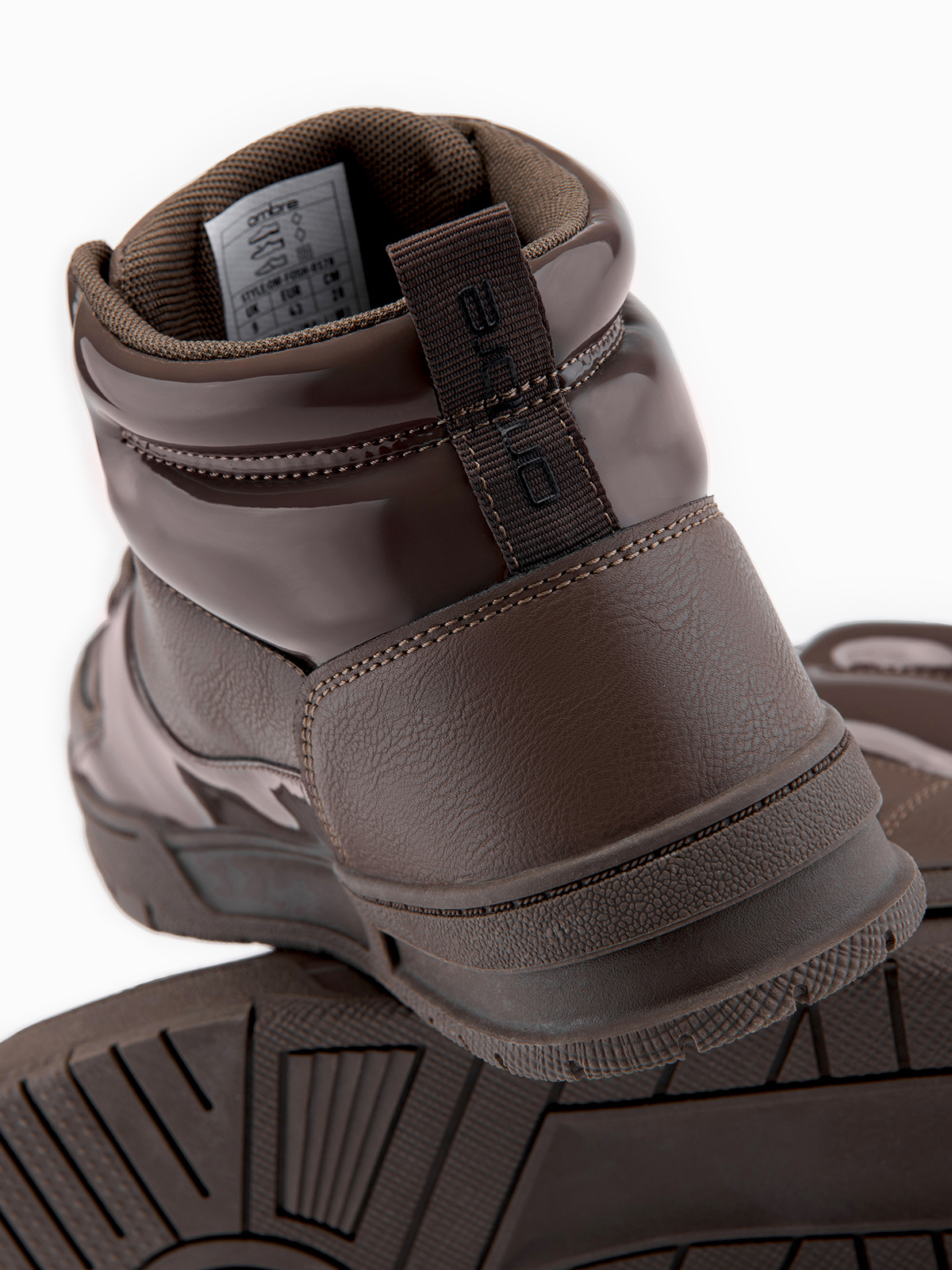 Ombre Men's high-top sneakers shoes with shiny elements - dark brown